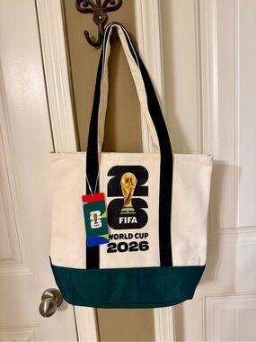 FIFA World Cup 2026 Canvas Tote - White, Black & Teal